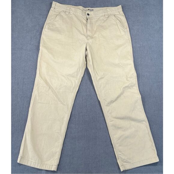 Carhartt Pants Mens 40x32 Tan Khaki Relaxed Fit Work Straight Leg Durable Cotton